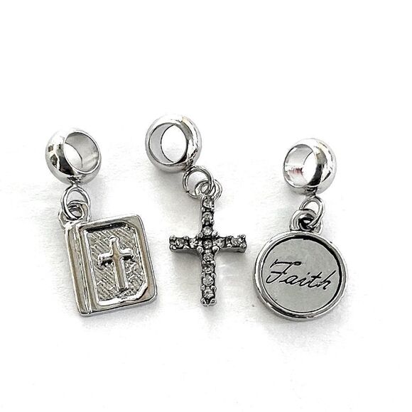 Bible Cross Faith Charm Set for Charm Bracelet or Necklace - Picture 2 of 8